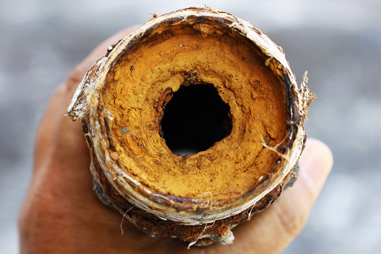 Exaggerated image of a blocked (calcified) commercial irrigation water pipe.